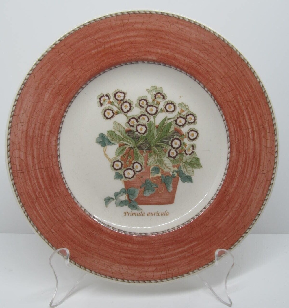 Wedgwood Queen's Ware England Sarah's Garden Primula Auricula Salad Plate 8"